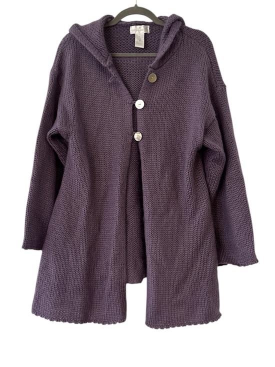 Soft Surroundings Sweaters - Soft Surroundings  Mohair Blend Chunky Oversized Hooded Cardigan Coat Purple S